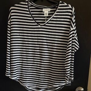 For the Republic Black and White Striped Women's Top